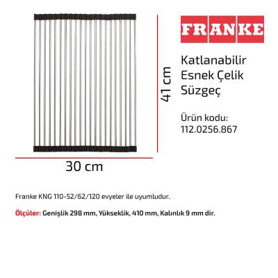 Franke Rulo Katlanabilir Esnek Çelik Süzgeç, 30x41 cm, 112.0256.867 - 2