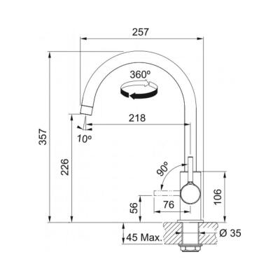 Franke Lina J Mutfak Armatürü, Krom - 2