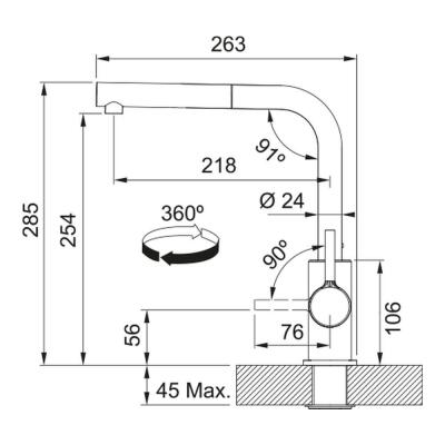 Franke Lina L Doccia Spiralli, Mutfak Armatürü, Slate Grey Renk - 2