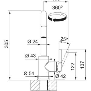 Franke Lina U Doccia, Spiralli, Mutfak Armatürü, Krom - 4