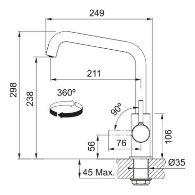 Franke Lina U, Mutfak Armatürü, Krom - 2