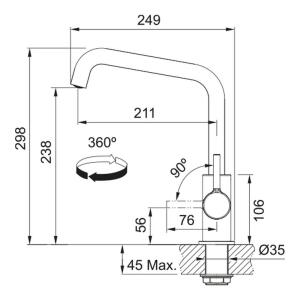 Franke Lina U, Mutfak Armatürü, Krom - 2