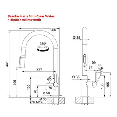 Franke Maris Slim Clear Water Su Arıtma Filtreli Mutfak Armatürü, Spiralli, Krom - 4