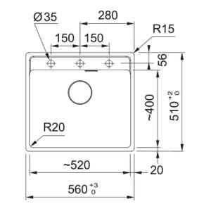 Franke Maris MRG 610-52 Matt Black Evye, Tezgah Üstü - 2