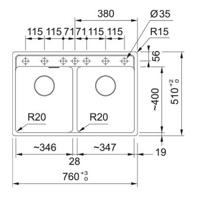 Franke Maris MRG 620-35-35 Granit, Matt Black, Tezgah Üstü Evye - 2