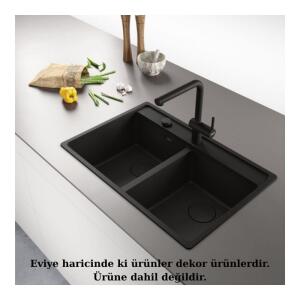 Franke Maris MRG 620-35-35 Granit, Matt Black, Tezgah Üstü Evye - 5