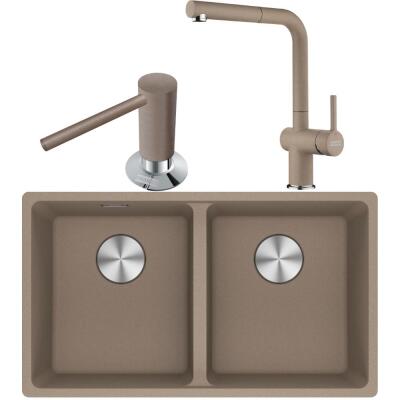 Franke MRG 120-35-35 Granit Oyster Renk Evye, ACTIVE PLUS DOCCIA 2.0 Oyster Armatür, Sıvı Sabunluk Oyster Renk - 1