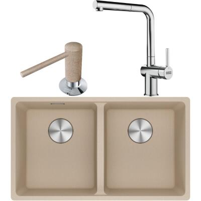 Franke MRG 120-35-35 Granit Avena Renk Evye, ACTIVE PLUS DOCCIA 2.0 Krom Renk Armatür, Sıvı Sabunluk Avena Renk - 1