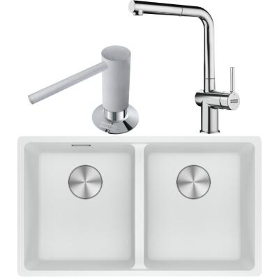 Franke MRG 120-35-35 Granit Binco Renk Evye, ACTIVE PLUS DOCCIA 2.0 Krom Renk Armatür, Sıvı Sabunluk Bianco Renk - 1