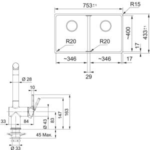 Franke MRG 120-35-35 Granit Nero Renk Evye, ACTIVE PLUS DOCCIA 2.0 Krom Renk Armatür, Sıvı Sabunluk Nero Renk - 5