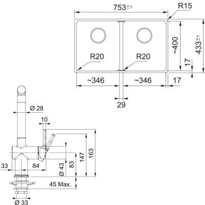 Franke MRG 120-35-35 Granit Oyster Renk Evye, ACTIVE PLUS DOCCIA 2.0 Krom Renk Armatür, Sıvı Sabunluk Oyster Renk - 5
