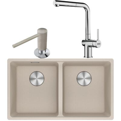 Franke MRG 120-35-35 Granit Sahara Renk Evye, ACTIVE PLUS DOCCIA 2.0 Krom Renk Armatür, Sıvı Sabunluk Sahara Renk - 1