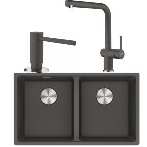 Franke MRG 120-35-35 Granit Slate Grey Evye, ACTIVE PLUS DOCCIA 2.0 Slate Grey Armatür, Sıvı Sabunluk Slate Grey Renk - Franke