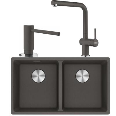 Franke MRG 120-35-35 Granit Slate Grey Evye, ACTIVE PLUS DOCCIA 2.0 Slate Grey Armatür, Sıvı Sabunluk Slate Grey Renk - 1