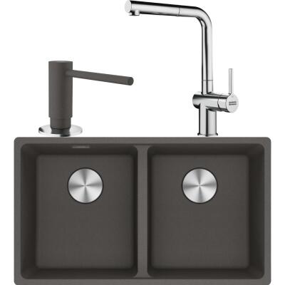 Franke MRG 120-35-35 Granit Slate Grey Renk Evye, ACTIVE PLUS DOCCIA 2.0 Krom Renk Armatür, Sıvı Sabunluk Slate Grey Renk - 1