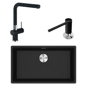 Franke MRG 110-72 Üçlü Set, Nero renk, Evye - Armatür - Sabunluk - Franke