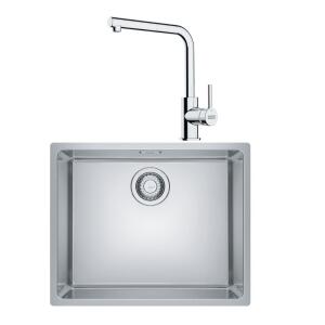 Franke MRX 110-50 Paslanmaz Çelik Evye, Lina L Krom Spiralli Armatür Set - Franke