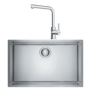 Franke MRX 110-70 Paslanmaz Çelik Evye, Lina L Krom Spiralli Armatür Set - Franke