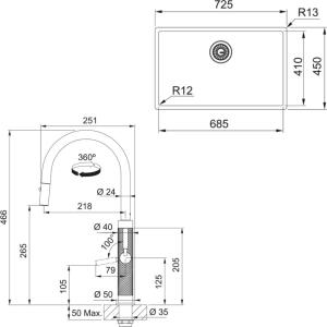 Franke MYTHOS BXM 210/110-68 Paslanmaz Çelik Antrasit Evye, MYTHOS Spiralli Antrasit Armatür, Sıvı Sabunluk Antrasit - 5