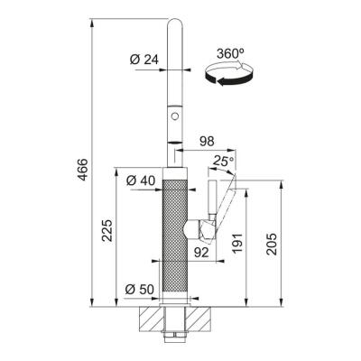 Franke Mythos Masterpiece Armatür, Antrasit Renk, Spiralli Armatür - 5
