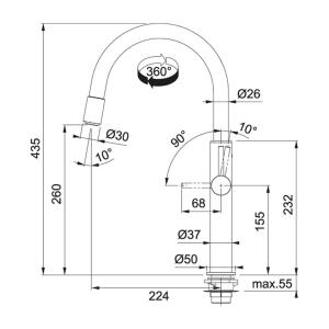 Franke Pescara Up Down Armatür, Krom - 2