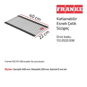 Franke Rulo Katlanabilir Esnek Çelik Süzgeç, 22x40 cm, 112.0520.938 - 2