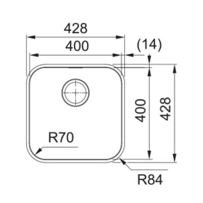 Franke SRX 110-40 Inox Evye, Tezgah Altı, 42x42 cm - 2