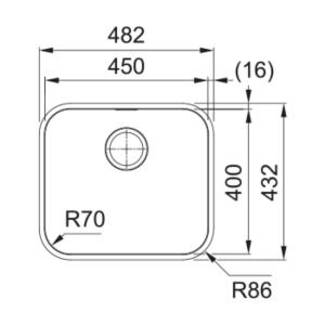Franke SRX 110-45 Inox Evye, Tezgah Altı, 48x43 cm - 3