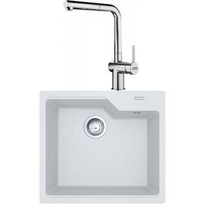 Franke UBG 610-56 Granit Bianco Evye, ACTIVE PLUS DOCCIA 2.0 Spiralli, Krom Armatür - 1