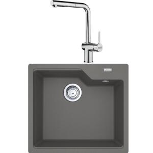 Franke UBG 610-56 Granit Stone Grey Evye, ACTIVE PLUS DOCCIA 2.0 Spiralli, Krom Armatür - Franke