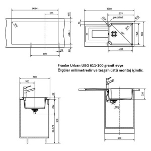 Franke UBG 611-100 Granit Nero Evye, Active Plus Doccia Krom Armatür - 2