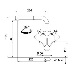 Franke UBG 611-100 Granit Nero Evye, Active Plus Doccia Krom Armatür - 3