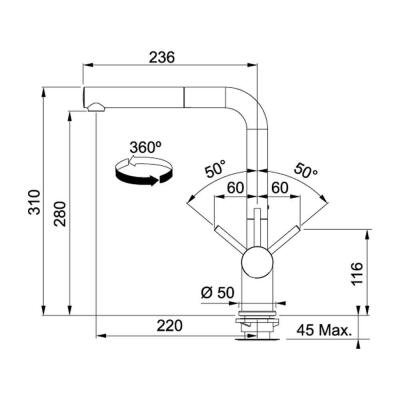 Franke UBG 611-100 Granit Nero Evye, Active Plus Doccia Krom Armatür - 3