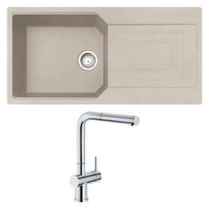 Franke UBG 611-100 Granit Sahara Evye, Active Plus Doccia Krom Armatür - 1