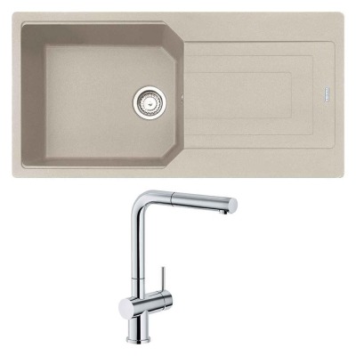 Franke UBG 611-100 Granit Sahara Evye, Active Plus Doccia Krom Armatür - 1