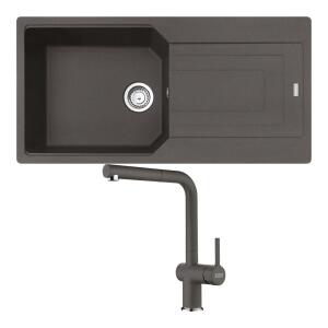 Franke UBG 611-100 Granit Slate Grey Evye, Active Plus Doccia Slate Grey Armatür - Franke