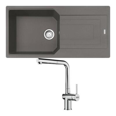 Franke UBG 611-100 Granit Stone Grey Evye, Active Plus Doccia Krom Armatür - 1