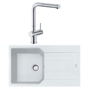 Franke UBG 611-86 Granit Bianco Evye, Active Plus Doccia Krom Armatür - 1