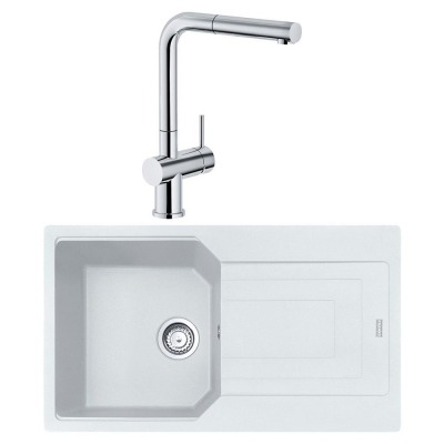 Franke UBG 611-86 Granit Bianco Evye, Active Plus Doccia Krom Armatür - 1