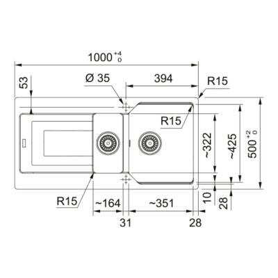 Franke Urban UBG 651-100 Granit Evye, 1,5 Hazne, Oyster, 100x50 cm - 2