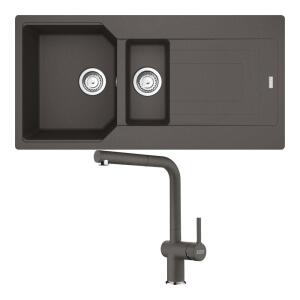 Franke Urban UBG 651-100 Granit Slate Grey Evye, Active Plus Doccia Slate Grey Armatür - Franke