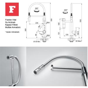 Franke Vital Arıtma Filtreli Mutfak Armatürü, Krom - 2