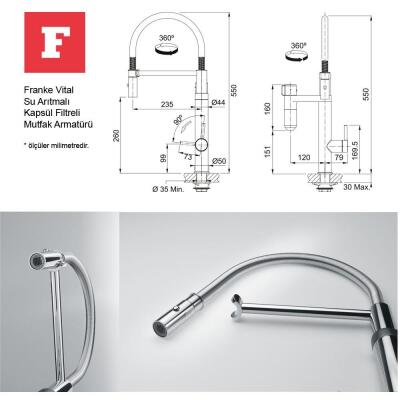 Franke Vital Arıtma Filtreli Mutfak Armatürü, Krom - 2