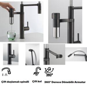 Franke Vital Arıtma Filtreli Mutfak Armatürü, Mat Siyah - 4