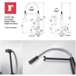 Franke Vital Arıtma Filtreli Mutfak Armatürü, Mat Siyah - 2