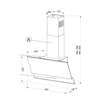 Narte H10060BX, Duvar Tipi Davlumbaz, Siyah, 60 cm - 4