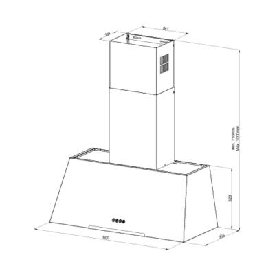 Narte HR50160B Duvar Tipi Rustik Davlumbaz, Antrasit Renk, 60 cm Retro - 4