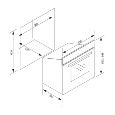 Narte OR500B Rustik Ankastre Fırın, Antrasit Renk, 60 cm Retro - 3