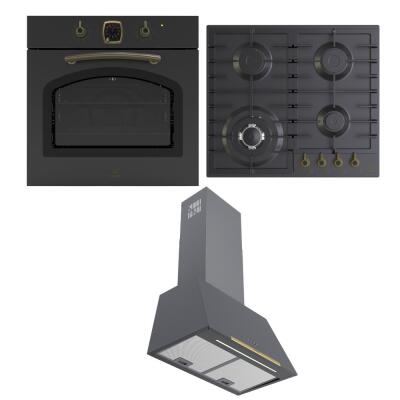 Narte Rustik Antrasit Ankastre Set; OR500B Fırın, HR50160B Davlumbaz, CR50060B Ocak - 1