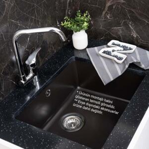 NUEVO SONIC 500 U Seramik Evye, Siyah, Tezgah altı, 50x40 cm - 5